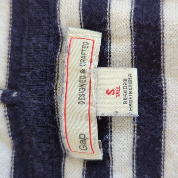 Gap Striped Hooded Uniform Sweater SMALL TALL Navy Blue White - Picture 2 of 16